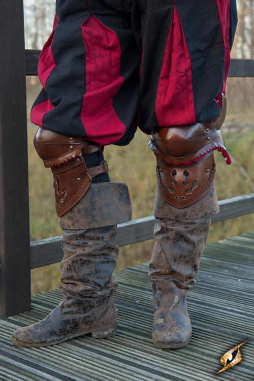 Edle Leder Kniekacheln, rot