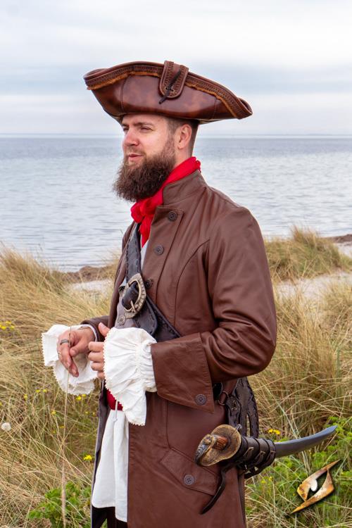 Kunstleder Hut Pirat Braun