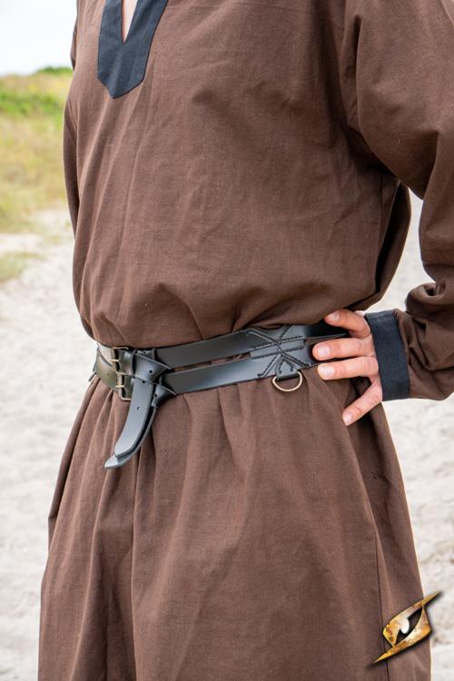 Faux Leather Belt Twin Black