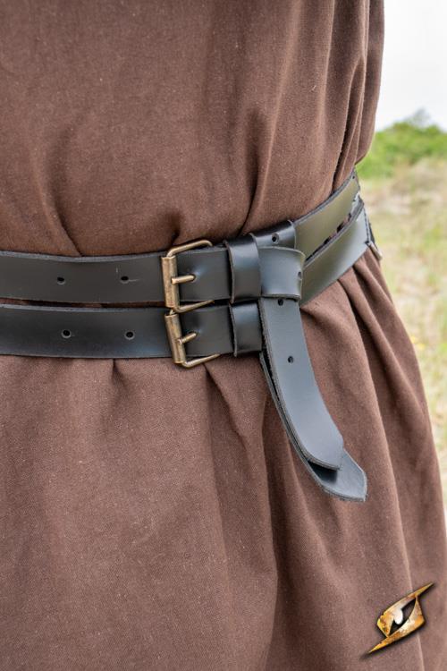 Faux Leather Belt Twin Black