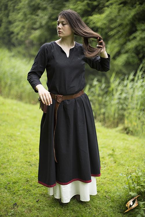 Kleid Basic, schwarz/rot