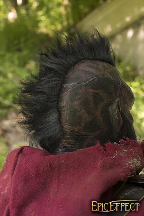 Maske Carnal Orc mit Mohawk und Koteletten Rot