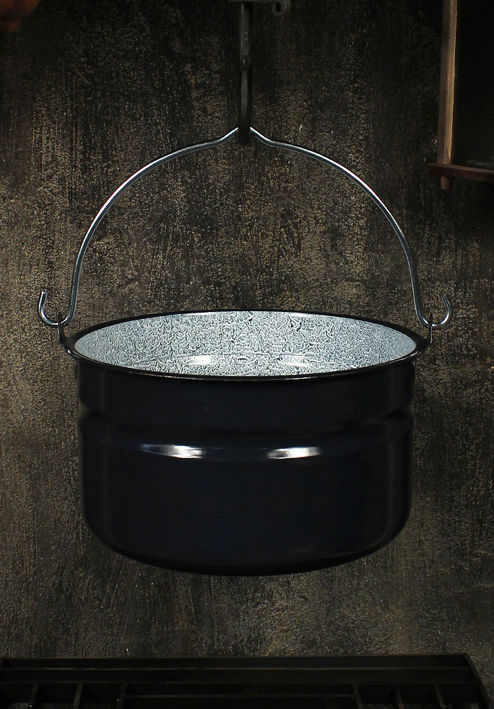 Emailliert Gerader Fischkessel 10L Schwarz/Silber