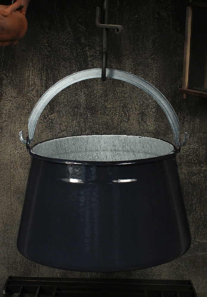 Enameled Fish Kettle 16L Black/Silver