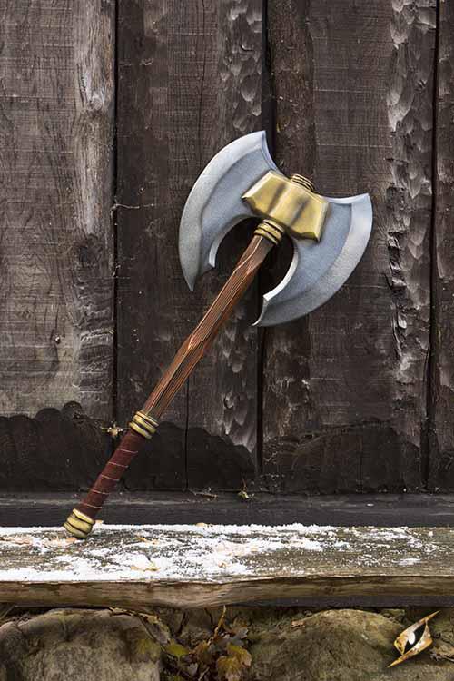 Double Headed Axe Battle 85 cm Steel/Gold