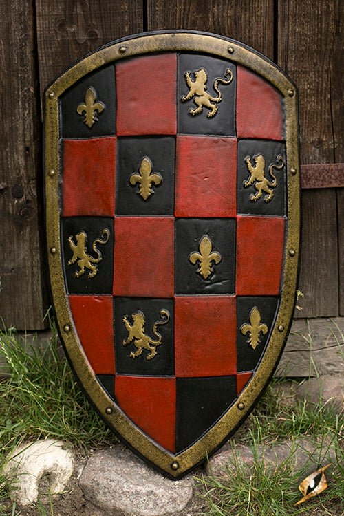 Schild mit Schachbrettmuster, rot