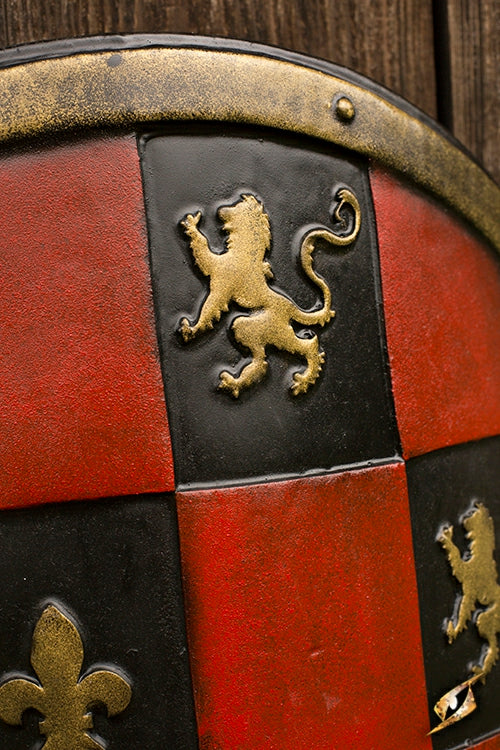 Schild mit Schachbrettmuster, rot