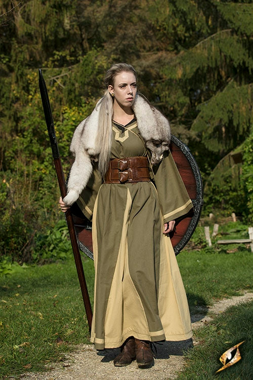 Kleid Astrid, grün/beige