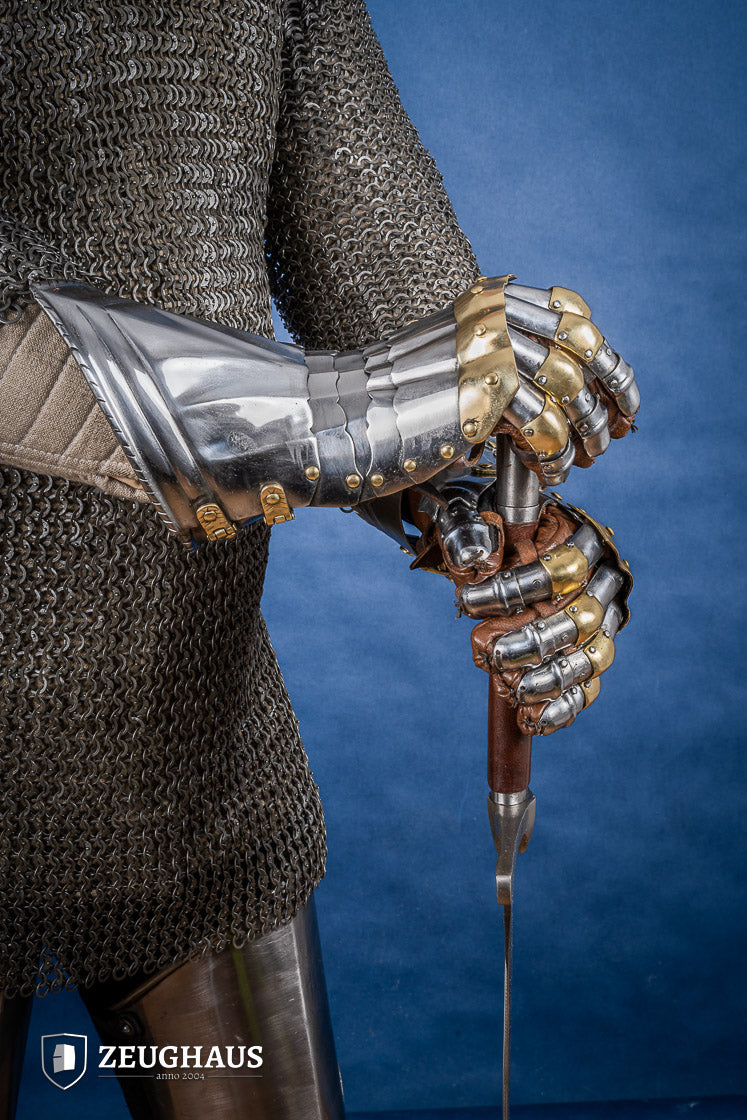 Deutsche Plattenhandschuhe 15 Jh. 1,2mm mit Messing