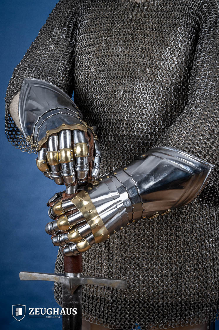 Deutsche Plattenhandschuhe 15 Jh. 1,2mm mit Messing