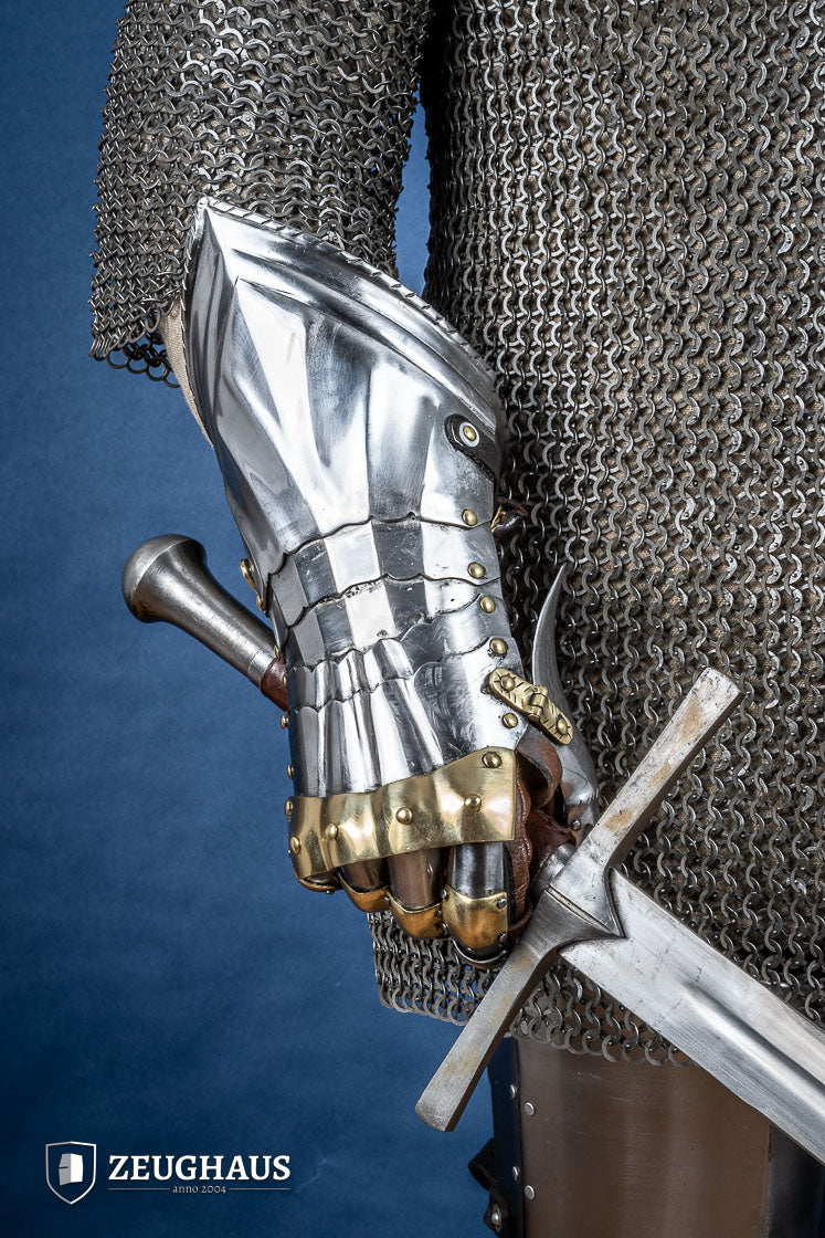 Deutsche Plattenhandschuhe 15 Jh. 1,2mm mit Messing