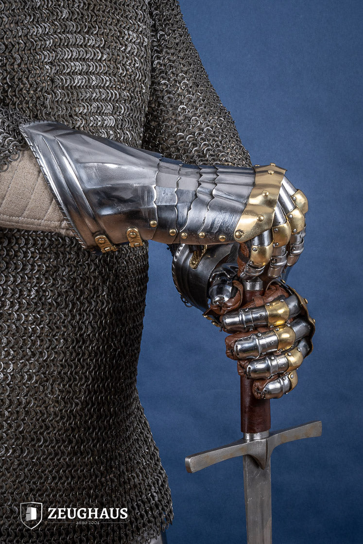 Deutsche Plattenhandschuhe 15 Jh. 1,2mm mit Messing