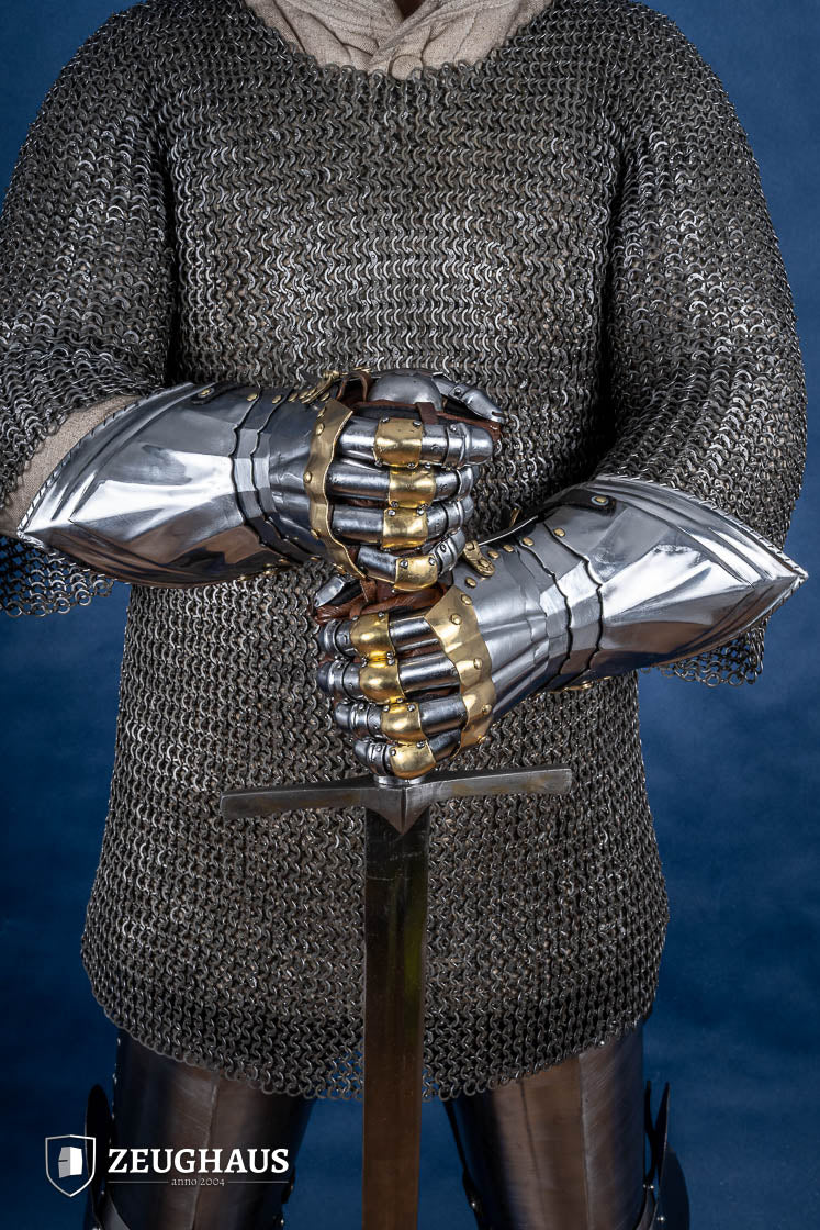 Deutsche Plattenhandschuhe 15 Jh. 1,2mm mit Messing