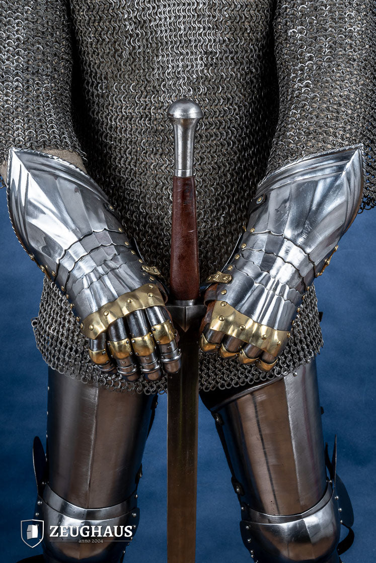 Deutsche Plattenhandschuhe 15 Jh. 1,2mm mit Messing