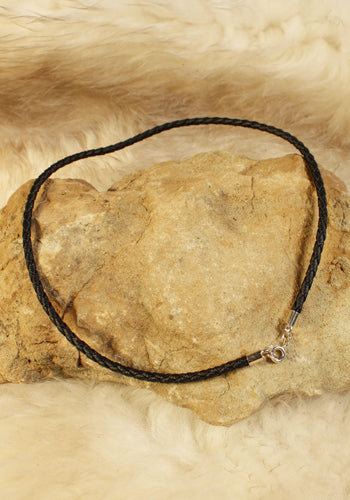 Lederband geflochten, schwarz 3mm -