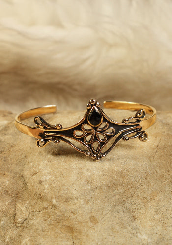 Armreif Mittelalter Schwarzer Onyx, bronze