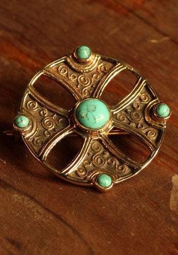 Wikinger Kreuzfibel mit Türkis