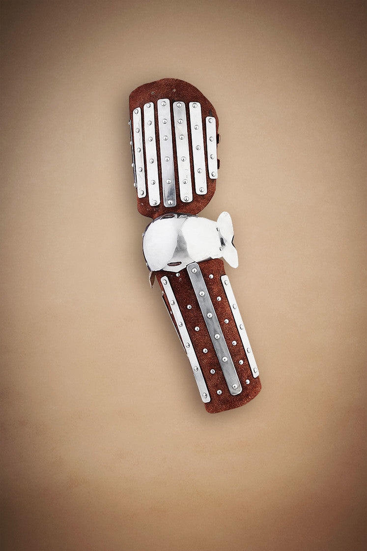Splinted Arm Armour Suede Leather Brown