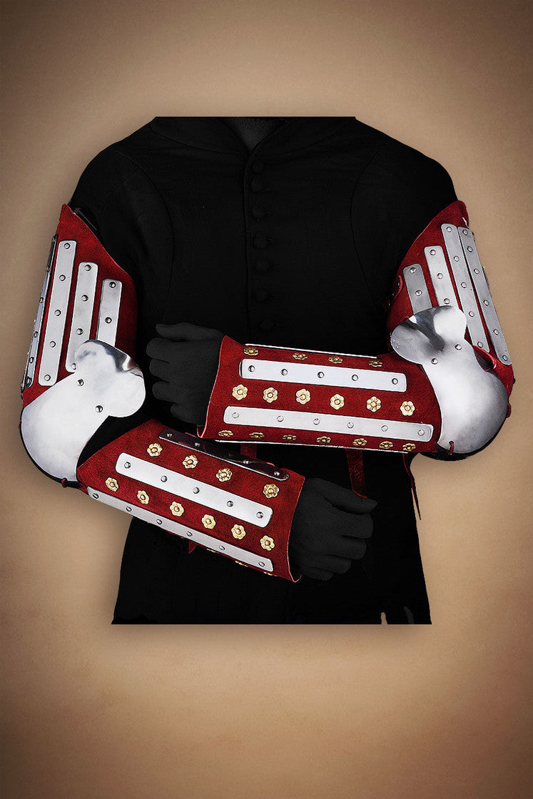 Splinted Arm Armour Suede Leather Red