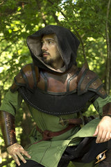 Lederschultern mit Kragen, braun/schwarz