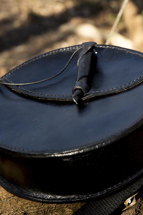 Ledertasche Rund, schwarz