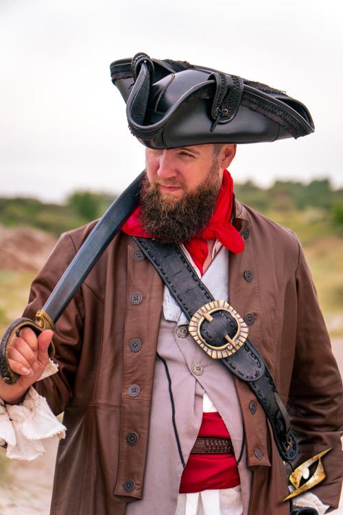 Faux Leather Hat Pirate Black