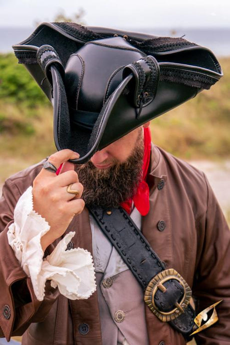 Faux Leather Hat Pirate Black