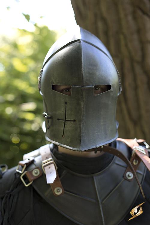 Helm Visored Barbuta Epic Dark