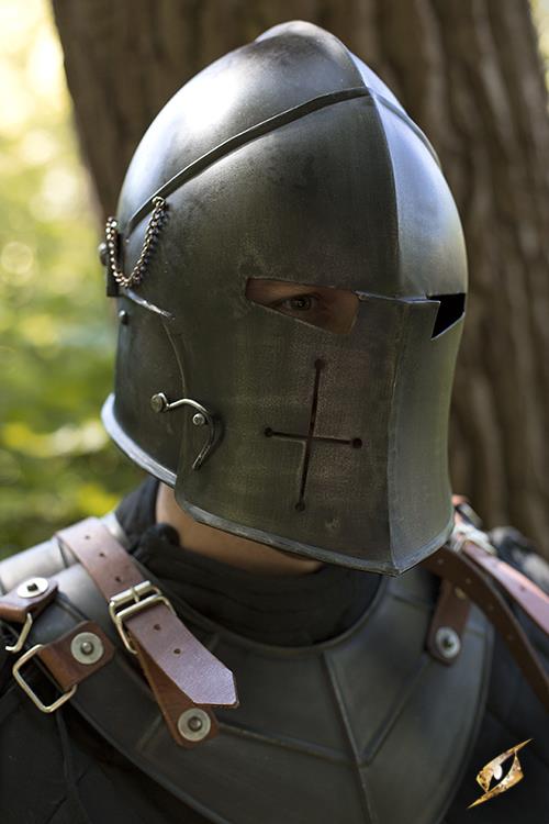 Helm Visored Barbuta Epic Dark