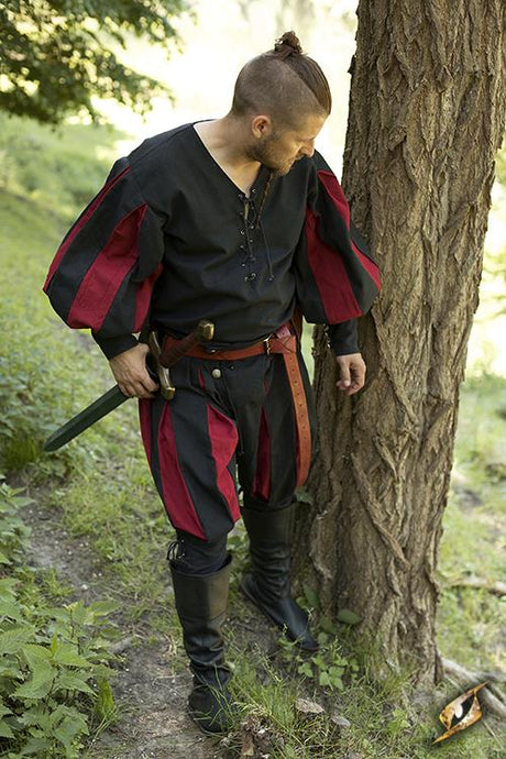 Landsknecht Hose, schwarz/dunkelrot