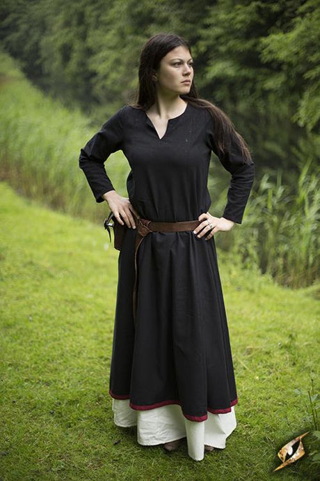 Kleid Basic, schwarz/rot