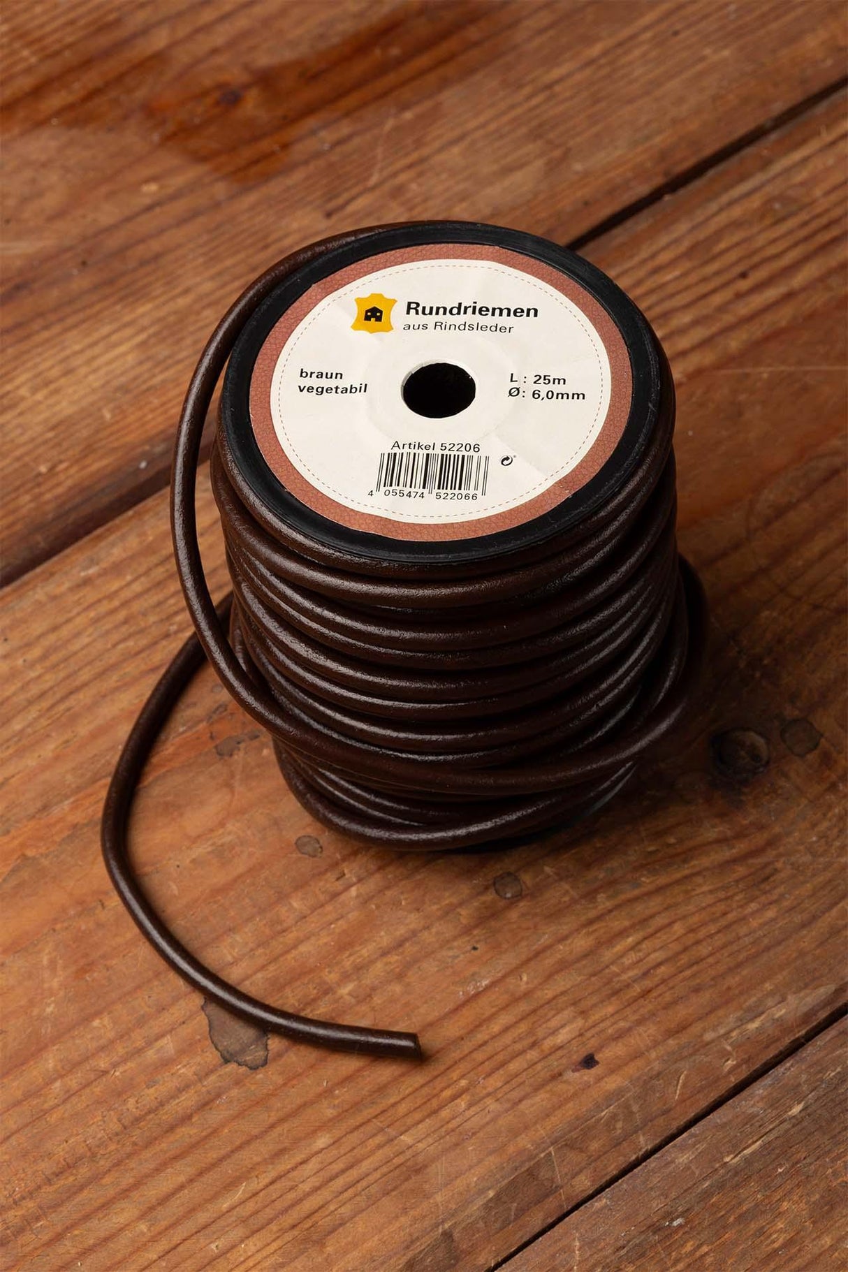 Lederband Creativa (6,0 mm), 25 m Braun