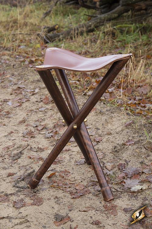 Dreibein, Holz/Leder