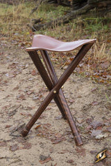 Dreibein, Holz/Leder