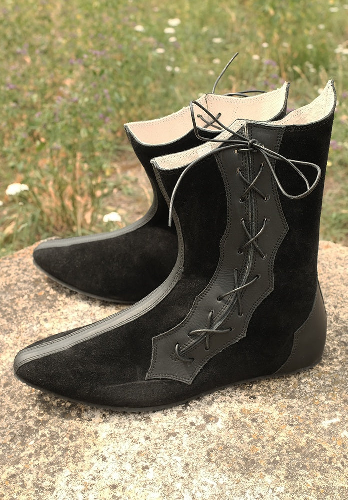 Mittelalter Halbstiefel Wildleder, schwarz