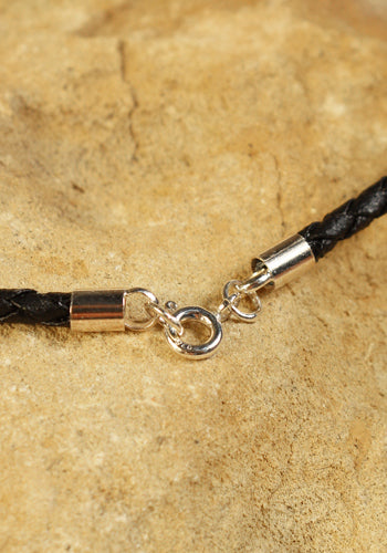 Lederband geflochten, schwarz 3mm -