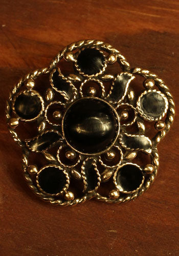 Medieval Brooch Aliana Onyx Bronze